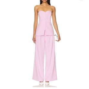 Astr Light Pink Strapless Wide Leg Jumpsuit